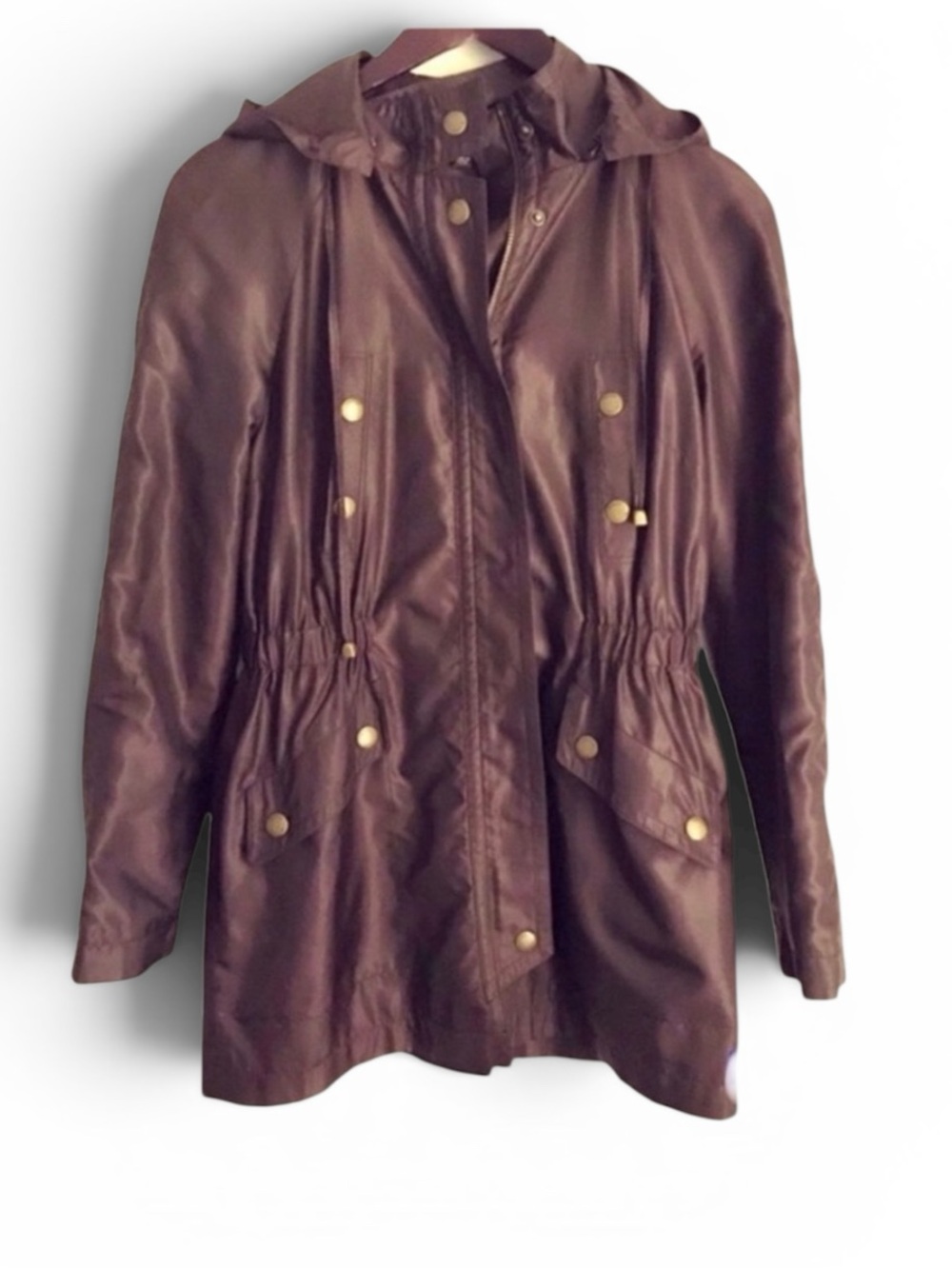 Hilton Hollis New York Hooded Anorak Jacket Brown Utility Coat Women's Small